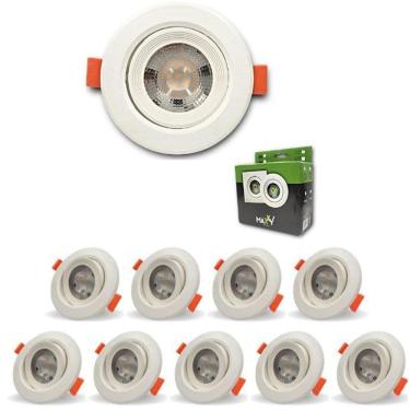 Imagem de Kit 10 Spot Dicroica Redondo Direcionável Led Smd 7W Quente