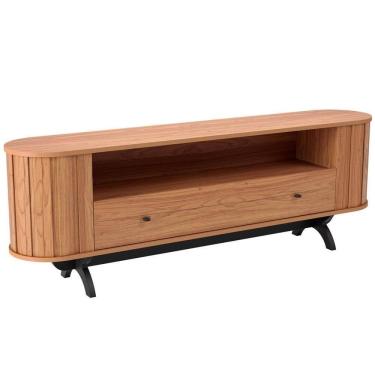 Imagem de Rack Para Sala De Estar 60 Pol Orgânico 180cm Penina D03 Freijó Preto Fosco - Lyam Decor