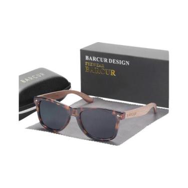 Imagem de Óculos De Sol Polarizados Masculinos De Madeira Nogueira Preta Com Pro