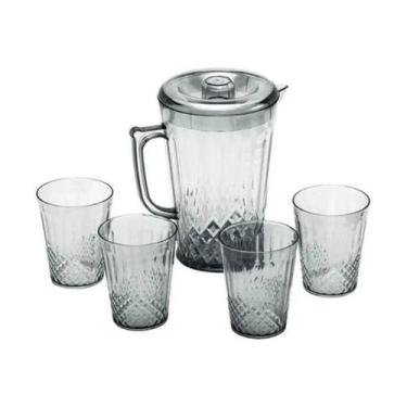 Imagem de Conjunto Jarra de Litros com 4 Copos de 270ml Acrílico - TOP RIO