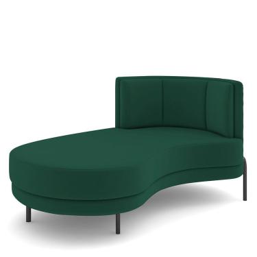 Imagem de Sofá Chaise Longue Sala de Estar Living Lucca Esquerdo D02 Veludo Verde C-303 - Lyam Decor