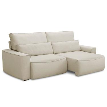 Imagem de Sofá 3 Lugares Retrátil Reclinável Para Sala De Estar 230cm Odilon F04 Linho Creme - Lyam Decor