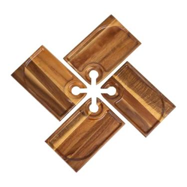 Imagem de Fenteer 4x Prato de servir aperitivos, bandeja de servir lanches com porta-copos, tábua de queijos para restaurante, casamento, cozinha doméstica, vegetais, Retângulo