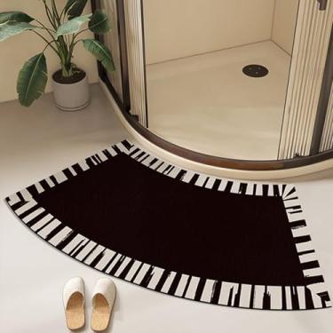 Imagem de Tapete de banho curvo de secagem rápida para banheiro redondo e chuveiro, tapete de banho de canto forte absorvente, fundo antiderrapante de borracha, fácil de limpar, 45 x 100 cm (18 x 40 polegadas