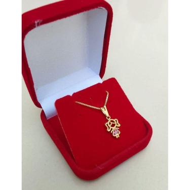 Imagem de Colar Com 1 Pingente Filha Menina Folheado Em Ouro 18K- Mãe