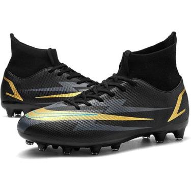 Imagem de Tênis de futebol masculinos de futebol com pontas longas, couro e borr
