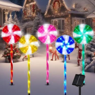 Imagem de Conjunto de 5 pirulitos Solar Christmas Pathway Lights ILLUMINEW