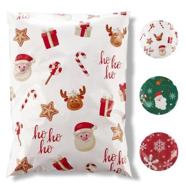 Imagem de Envelope Fuxury Poly Mailers 37 x 48 cm, pacote com 50 Papai Noel