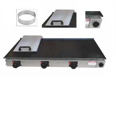 Imagem de Chapa De Lanche Com Prensa 80x40 Inox A Gás 3 Bocas - ITALIMA