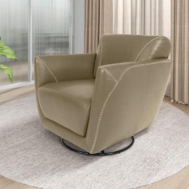 Imagem de Poltrona Decorativa Valentina Sala de Estar Giratória Couro Avelã G40 - Gran Belo