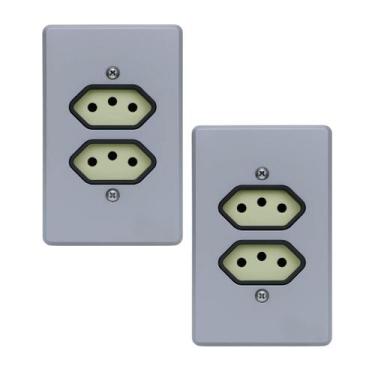 Imagem de Kit 2 Tomada Dupla 250V Com Placa 10A Pial Legrand 54345