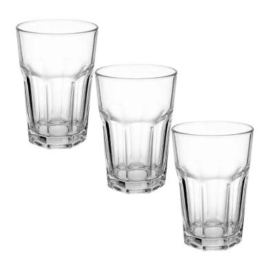 Imagem de Conjunto 3 Copos Vidro Para Vitamina Whey Shake Suco Drinks 350ml