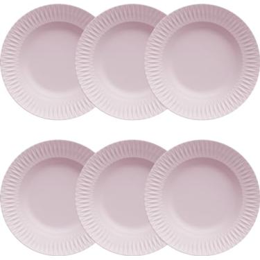 Imagem de Germer, Conjunto de prato fundo em porcelana, modelo Diamante, Ø 23,5 cm, 6 unidades,Rosa