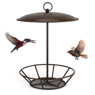 Imagem de Alimentador de pássaros para bolo de sebo cilíndrico S-6-2 alimentador de pássaros para bolo de sementes alimentadores de metal de cobre antigo para decoração de jardim ao ar livre para decoração de