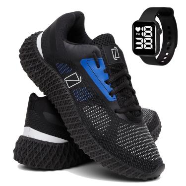 Imagem de Tênis Masculino de Corrida e Academia Super Leve e Confortável e Relógio-Masculino