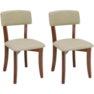 Imagem de Kit 2 Cadeira Decorativa Estofada Luar Pes Madeira Pinhao Nacc Luar - 