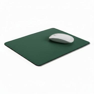 Imagem de Leatherific Mouse pad de couro genuíno de flor integral para laptop, computador, jogos, Apple, mesa executiva, tapete de mouse feito à mão (verde floresta, médio)