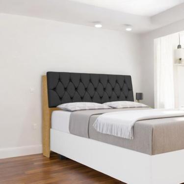 Imagem de Cabeceira Estofada Yasminne Queen Naturalle Com Capitonê Preto