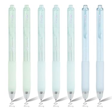 Imagem de BAYTORY 7 canetas de gel apagáveis retráteis, canetas de tinta preta perfumadas de ponta fina de 0,5 mm com borrachas, escrita suave faz com que os erros desapareçam para anotações de palavras