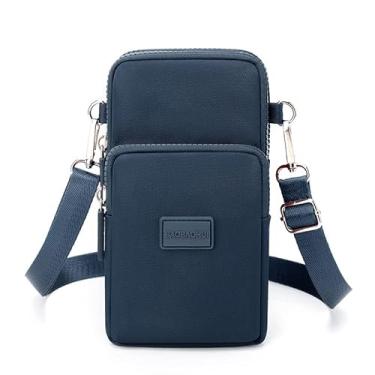 Imagem de Bolsa transversal para celular feminina, leve, pequena, bolsa tiracolo para celular, bolsa de viagem bolsa de ombro para mulheres, Azul escuro, Medium, Azul escuro