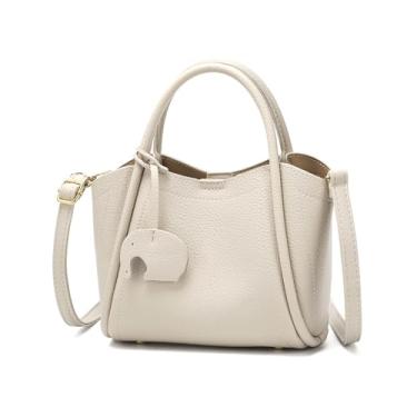 Imagem de Pequena bolsa transversal para mulheres, mini bolsa de mão de couro sintético com alça superior e alça ajustável, bolsa de ombro elegante, Branco