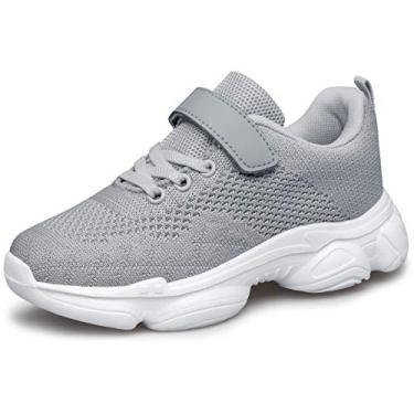 Imagem de MURDESOT Sapatos infantis para meninos e meninas atléticos corrida esportes cinta tênis para bebês/crianças pequenas/crianças grandes, Cinza, 5.5 Toddler