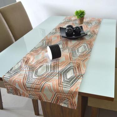 Imagem de Caminho de Mesa Geométrico Laranja e Preto - FASTLAR
