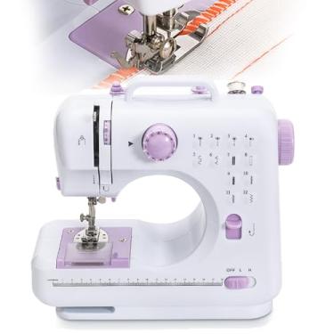 Imagem de MáQuina De Costura Multifuncional Com 12 Tipos De Pontos, Luz Led E Pedal, AjustáVel E Com Enrolamento AutomáTico. Ideal Para Iniciantes Na Costura De Roupas, Meias E LençóIs