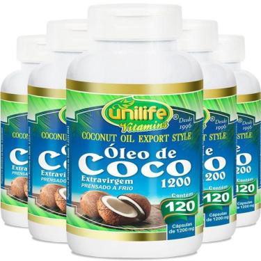 Imagem de Kit 5 Óleo De Coco Extra Virgem 120 Cápsulas Unilife