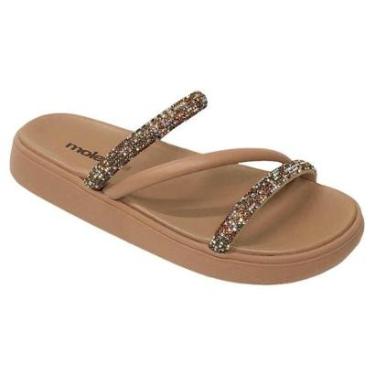 Imagem de Tamanco Moleca Papete Strass 5469.121 Camel-Feminino