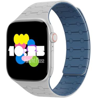Imagem de Pulseira magnética de silicone para Apple Watch Ultra 1, 2, 3, séries 11, 10, 9, 8, 7, 6 (49/46/45/44/42 mm) – pulseira ajustável para Apple Watch com ímãs – lindas pulseiras femininas para Apple