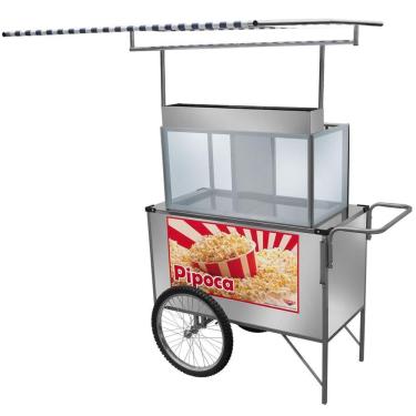 Imagem de Carrinho De Pipoca Simples Inox Com Toldo L32rb-t Cefaz
