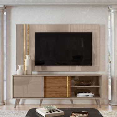 Imagem de Painel Tv 60 Pol 160cm Com Rack Bancada Para Sala Hylon Fendi-naturale M20 - D'rossi