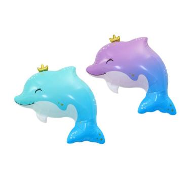 Imagem de Balões metalizados, 2 peças de golfinho fofo com coroa oceânica