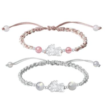 Imagem de Pulseiras de casal S999 Silver Pixius feitas à mão ajustáveis