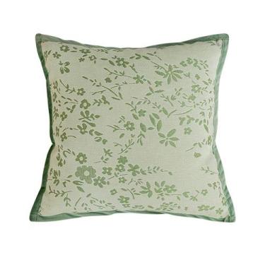 Imagem de Capa de travesseiro verde, poliéster floral, 45x45cm, design moderno -