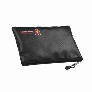 Imagem de Eujgoov Bolsa de Documentos à Prova de Fogo Small Breatcase Data Alta Temperatura Bolsa à Prova de Fogo 27.0 * 17.0 * 1,0 Cm Preto (Pequeno)