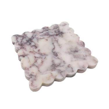 Imagem de Kesoniku Bandeja decorativa quadrada de mármore com borda recortada, bandeja luxuosa de pedra natural para banheiro, cômoda, perfume, café, casa, cozinha, pia, anel