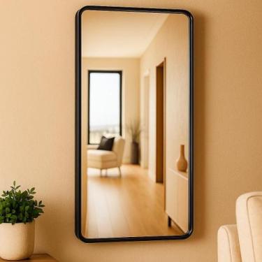 Imagem de Espelho Retangular 115x60cm Moldura Alumínio Vidro Design Moderno Inst