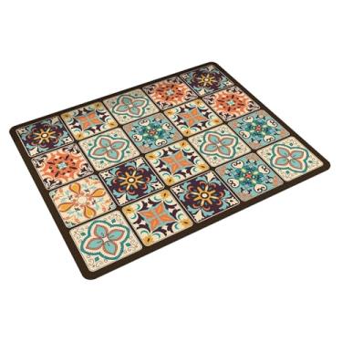 Imagem de MotiveTech Tapete para Mesa de Cozinha Antiderrapante E Leve, com Capa para Máquina de Lavar E Secar Roupa, Versátil para, Ideal para Lavar Roupa E para, Grades marrons, Tamanho real