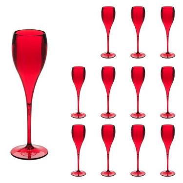 Imagem de Taça de Espumante 120ml Kit 12un Brut Alto Padrão Acrílico - NEOPLAS, 