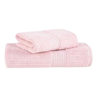 Imagem de Jogo Toalha de Banho Buddemeyer Gigante e Rosto Luxo Fio Penteado 2 Peças Premium Cor:Rosa Pétala 3137
