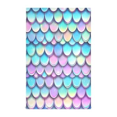 Imagem de xigua Conjunto de 1 panos de prato de cozinha com escamas de peixe arco-íris, toalhas de cozinha de secagem rápida altamente absorventes para limpeza de pratos e limpeza manual, 71 x 45 cm