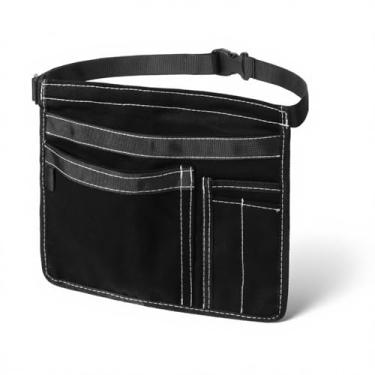 Imagem de Cinto de ferramentas masculino com 5 bolsos preto de um lado, bolsa de ferramentas com 5 bolsos, cinto ajustável, bolsa utilitária, lona durável, avental de trabalho, cinto para carpinteiro