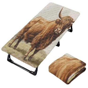 Imagem de Burbuja Lençol de berço de vaca Highland para crianças, lençol de cochilo acolchoado portátil com faixa elástica para meninas e meninos, lavável na máquina, 63,5 x 127 cm