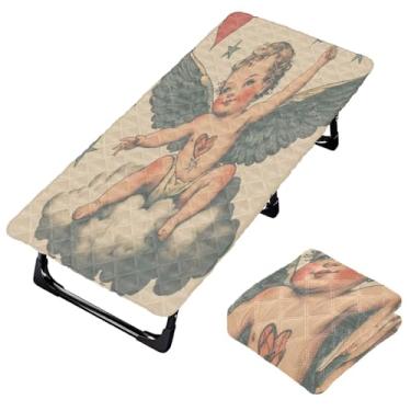 Imagem de Burbuja Lençol de berço de cupido dos namorados para crianças, lençol de cochilo acolchoado portátil com faixa elástica para meninas e meninos, lavável na máquina, 63,5 x 127 cm