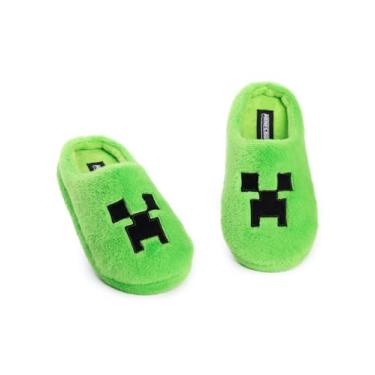 Imagem de Minecraft Pantufas Verdes Creeper | Calçado de lã para meninos | Acabamento macio e peludo | Chinelos de jogos, Verde, 14
