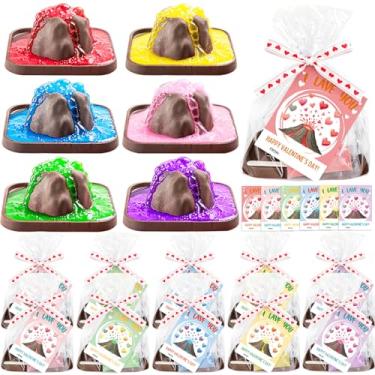 Imagem de MOVINPE Troca de presentes de Dia dos Namorados para crianças – Pacote com 26 kits STEM de ciência vulcão com cartões de dia dos namorados, mini experimento de erupção de vulcão, lembrancinhas de