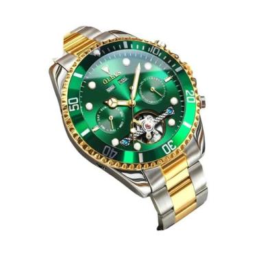 Imagem de Relógio Mecânico Automático De Luxo Masculino OLEVS Clássico Em Aço Fi