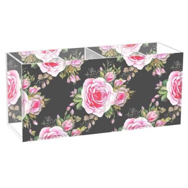 Imagem de TSENQUE Porta-lápis de mesa colorido personalizado fofo rosa rosa arte preta artesanato suporte de pincel acrílico copo de lápis estacionário